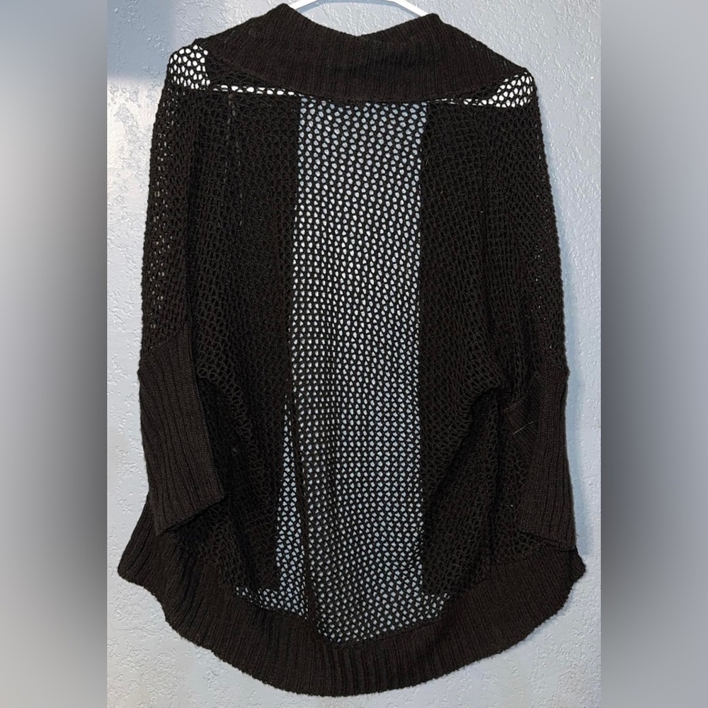 Deb Open-Knit Black Draped Cardigan
